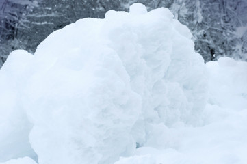 Fototapeta na wymiar Mounds of snow. Big snow cyclone in Bavaria.