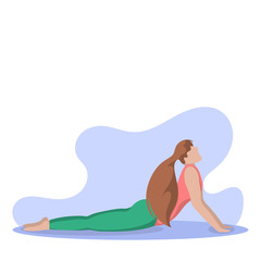 Beautiful woman training yoga poses. Girl exercises pilates