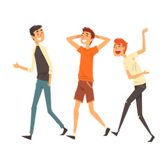 Three male friends having a good time together, best friends concept vector Illustration