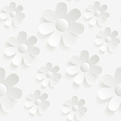 Paper cut spring pattern. Seamless pattern with flowers in spring. Vector illustration that simulates the cut out paper style. 