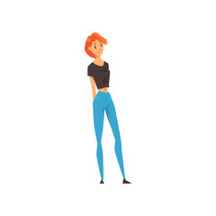 Smiling young woman in casual clothes vector Illustration
