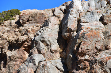 Nature-created faces of people and mythical creatures in the mountains at Cape Tam Chok Ngangpa Do...