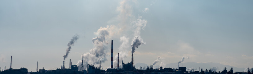 Air pollution of industry. Environmental pollution. Ecology concept.