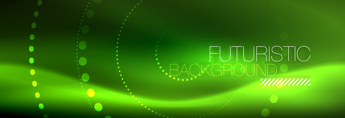 Green neon dotted circles background