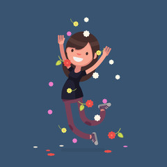Cute people celebrating - Vector illustration