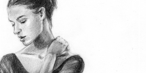 ballerina black. the dancer is sitting. girl. pencil drawing. graphics © Nadin