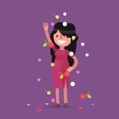 Cute people celebrating - Vector illustration
