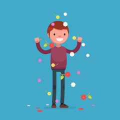 Cute people celebrating - Vector illustration