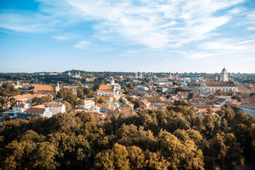 Fototapeta premium Overlooking Old Town Vilnius city, Lithuania