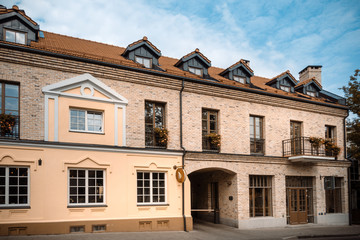 Fototapeta premium street view of downtown in Vilnius city, Lithuania