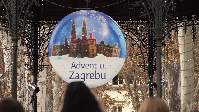 Close up footage of big sign from Advent in Zagreb Croatia.