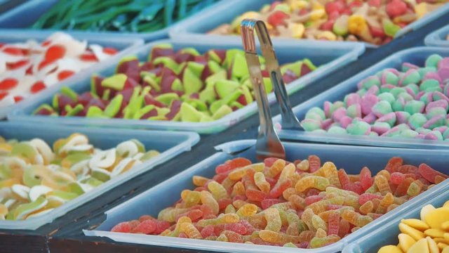 marmalade sweets showcase sale shop. sweet candy showcase lifestyle the background
