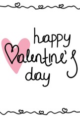 Happy Valentines Day typography poster with handwritten calligraphy text, isolated on white background. Vector Illustration