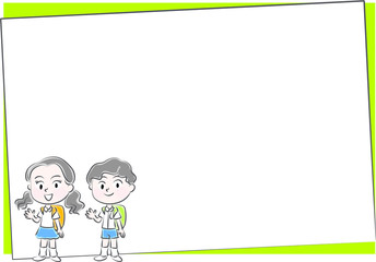 school kids with border