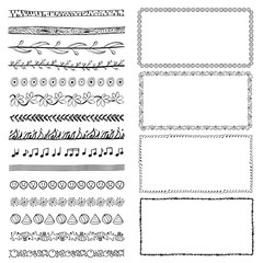 set of hand-drawn doodle frames. Sketch borders