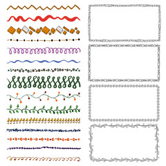 set of hand-drawn doodle frames. Sketch borders