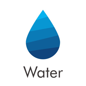 Logotipo con texto Water con gota con piezas en color azul