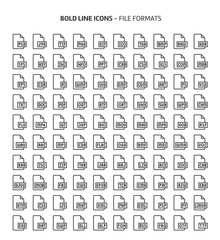 File formats, bold line icons. The illustrations are a vector, editable stroke, 48x48 pixel perfect files. Crafted with precision and eye for quality.