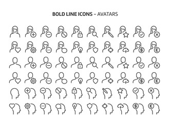 Avatars, bold line icons