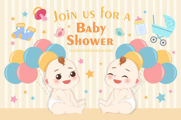 cartoon baby shower invitation card