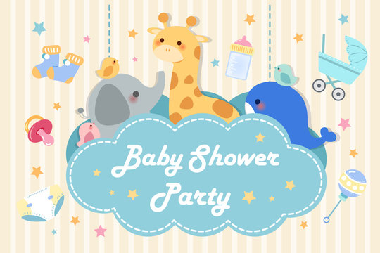 cartoon baby shower invitation card
