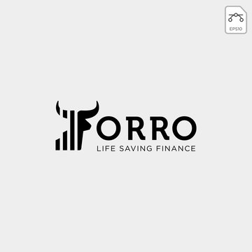 torro bull chart bar statistic logo vector icon template