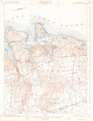 1900, U.S.G.S. Map of Huntington and Northport, Long Island, New York