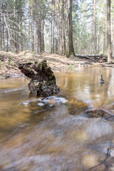 Beautiful background. Water is flowing. Pure fresh water. Precipitation and meteorological phenomena. Seasons.