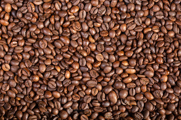 Fototapeta premium Kawa ziarnista - ziarna kawy w ziarnach