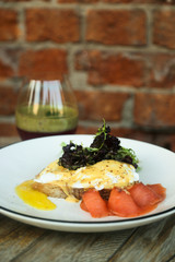 Smoked salmon poached eggs
