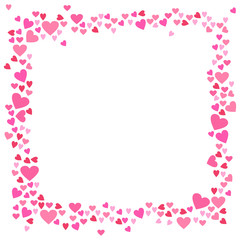 Abstract love for your Valentines Day greeting card design. Rose pink Hearts frame isolated on white background. Vector illustration