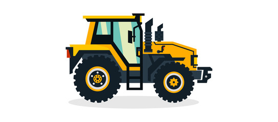 Tractor, commercial vehicles, agro-industrial machinery. Tractor for maintenance of farms. Vector illustration