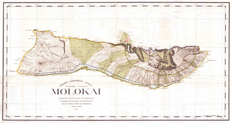 1897, Land Office Map of the Island of Molokai, Hawaii