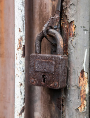 Old rusty padlock