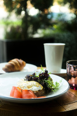 Smoked salmon poached eggs