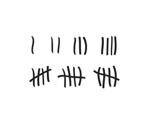 Fototapeta na wymiar Tally marks on a prison wall isolated. Counting signs. Vector