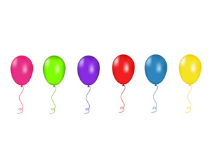 Pink, green and purple and Red, blue and yellow balloons isolated. Vector illustration