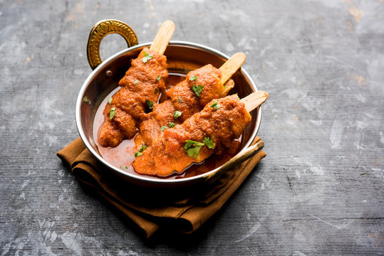 Soya Chaap Curry served in a bowl. Healthy recipe popular in India and Pakistan