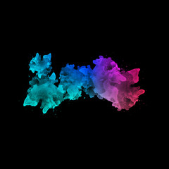 Colorful abstract watercolor stain with splashes and spatters.