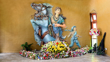 The mythological figures of the Hindu religion God Devata - Deity on horse.
