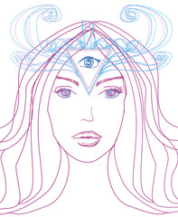 Woman with third eye, psychic supernatural senses