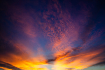 colorful dramatic sky with cloud at sunset