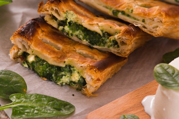 Pie with spinach and ricotta cheese.