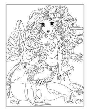 Coloring page the Mermaid