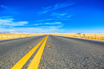 Endless American asphalt roads in Arizona state.