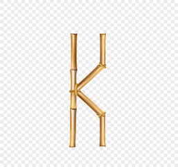 Bamboo letter K isolated on transparent background
