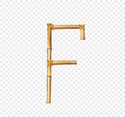 Bamboo letter F isolated on transparent background