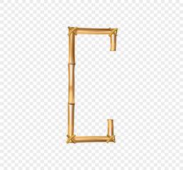Bamboo letter C isolated on transparent background