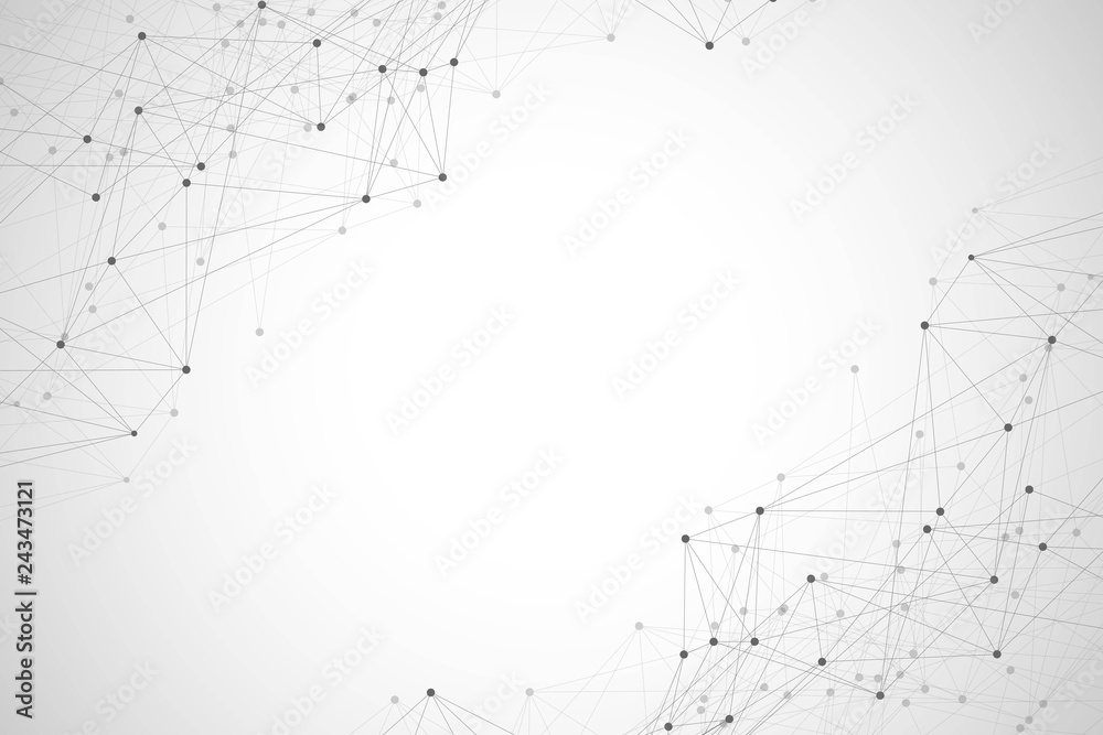 Fototapete Networking connection concept abstract technology. Global network connections with points and lines. Big data visualization. Futuristic infographic. Vector illustration