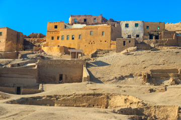 Uninhabited village of Kurna (also Gourna, Gurna, Qurna, Qurnah or Qurneh) located on the West Bank of the River Nile opposite the modern city of Luxor in Egypt near the Theban Hills